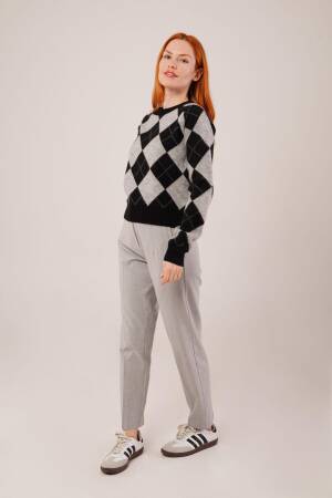 Black Argyle Casual Sweater - Brand: Lustrin - Women & Kids, Baby Clothes Wholesale - Globality Store