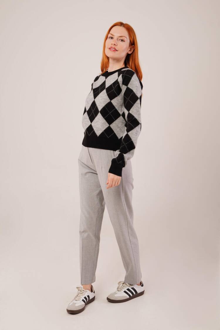 Black Argyle Casual Sweater