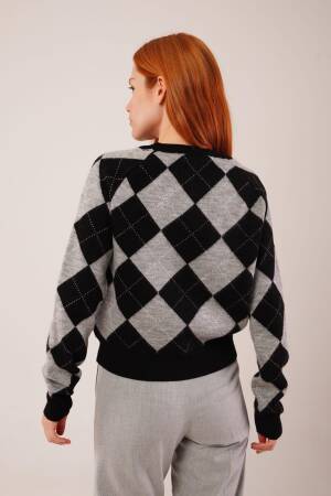 Black Argyle Casual Sweater - Brand: Lustrin - Women & Kids, Baby Clothes Wholesale - Globality Store