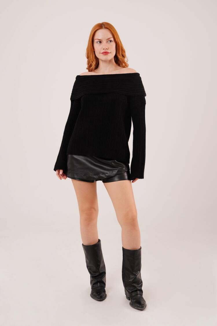 Sweater With Off Shoulder Neck And Long Sleeves