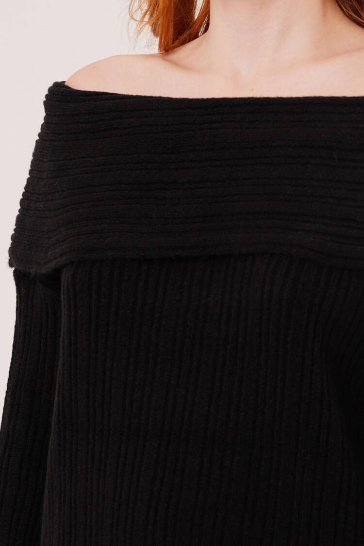 Sweater With Off Shoulder Neck And Long Sleeves