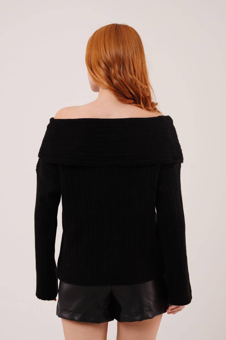 Sweater With Off Shoulder Neck And Long Sleeves