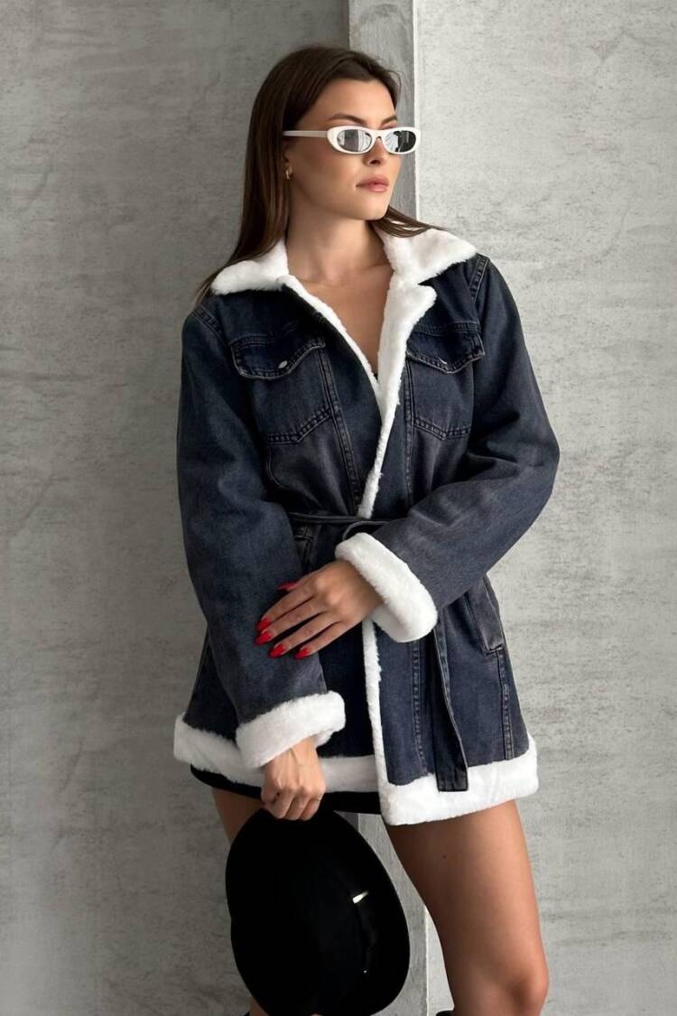 Blue Denim Jacket With Flap Pocket & Notched Collar - Brand: My Jest Fashion - Women & Kids, Baby Clothes Wholesale - Globality Store