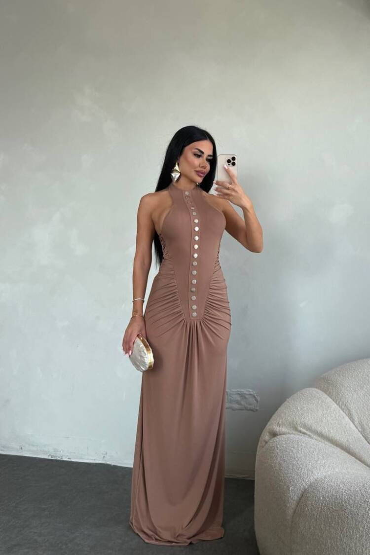 Brown Sexy Elegant Formal Glam Sheath Dress