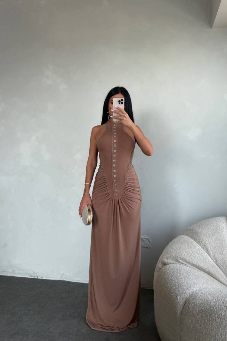 Brown Sexy Elegant Formal Glam Sheath Dress