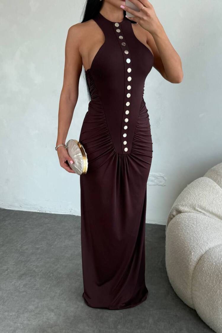 Sleeveless Sheath Dress With High Neck