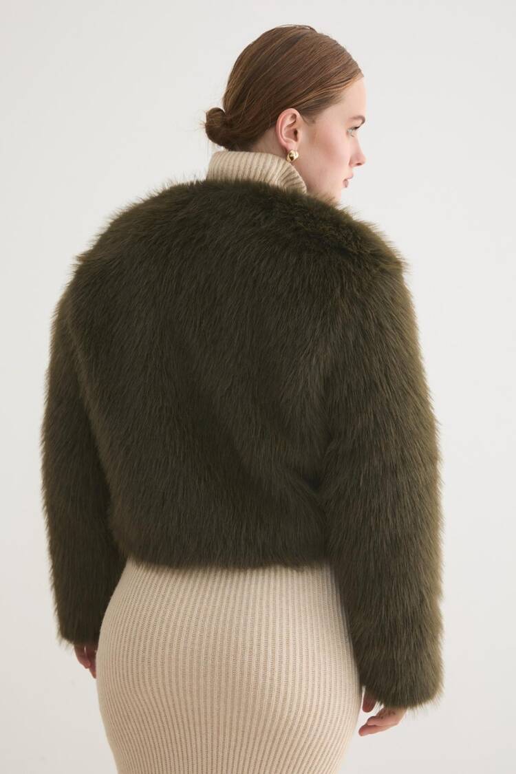 Green Fur Coat With Tie Closure