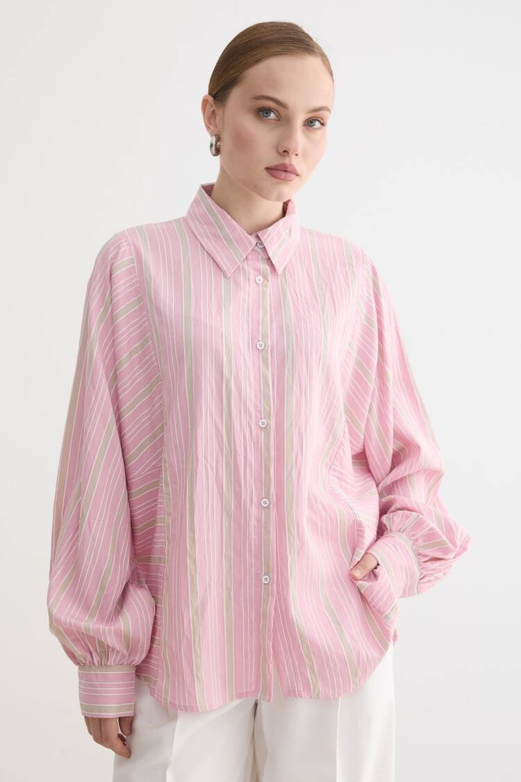 Casual Striped Oversized Shirt - Brand: Levure - Women & Kids, Baby Clothes Wholesale - Globality Store