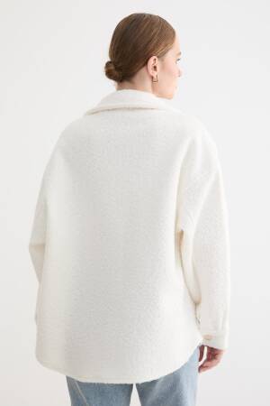 White Oversized Shacket Teddy Coat With Flap Pockets - Brand: Levure - Women & Kids, Baby Clothes Wholesale - Globality Store