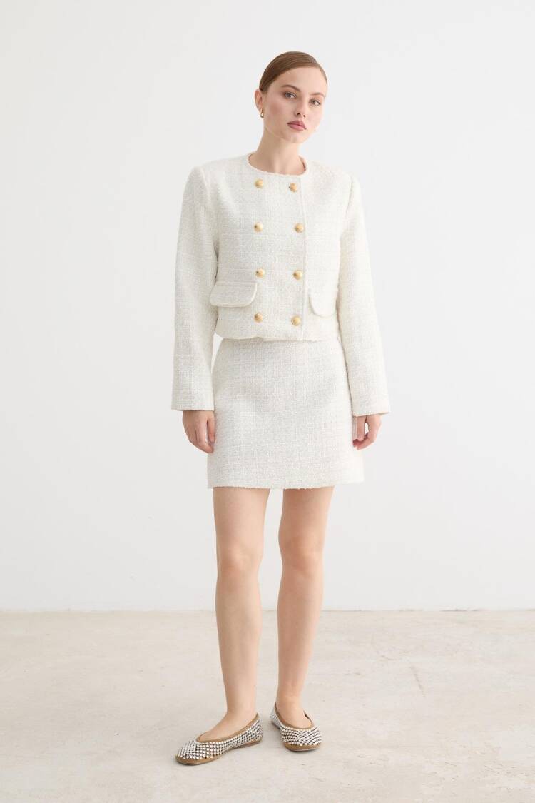White Double-Breasted Blazer Jacket - Brand: Levure - Women & Kids, Baby Clothes Wholesale - Globality Store