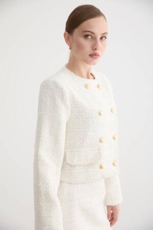 White Double-Breasted Blazer Jacket - Brand: Levure - Women & Kids, Baby Clothes Wholesale - Globality Store