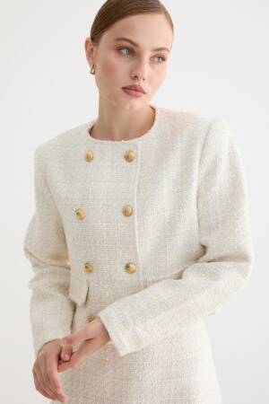 White Double-Breasted Blazer Jacket - Brand: Levure - Women & Kids, Baby Clothes Wholesale - Globality Store