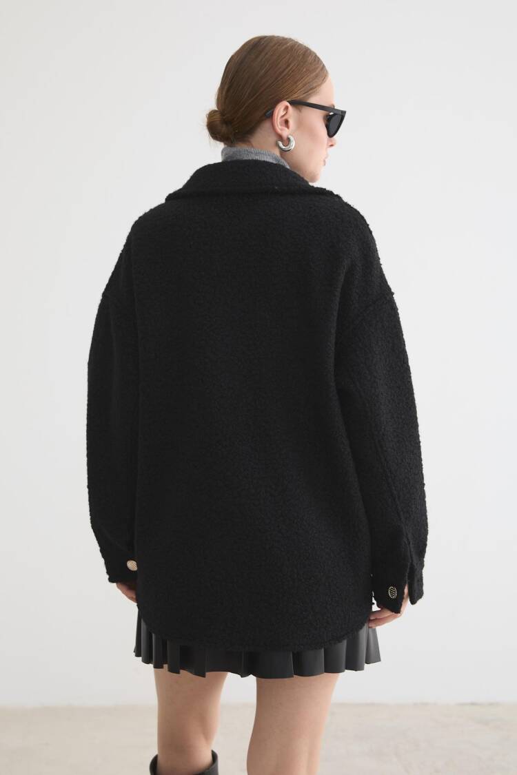 Oversized Shacket Coat With Flap Pockets