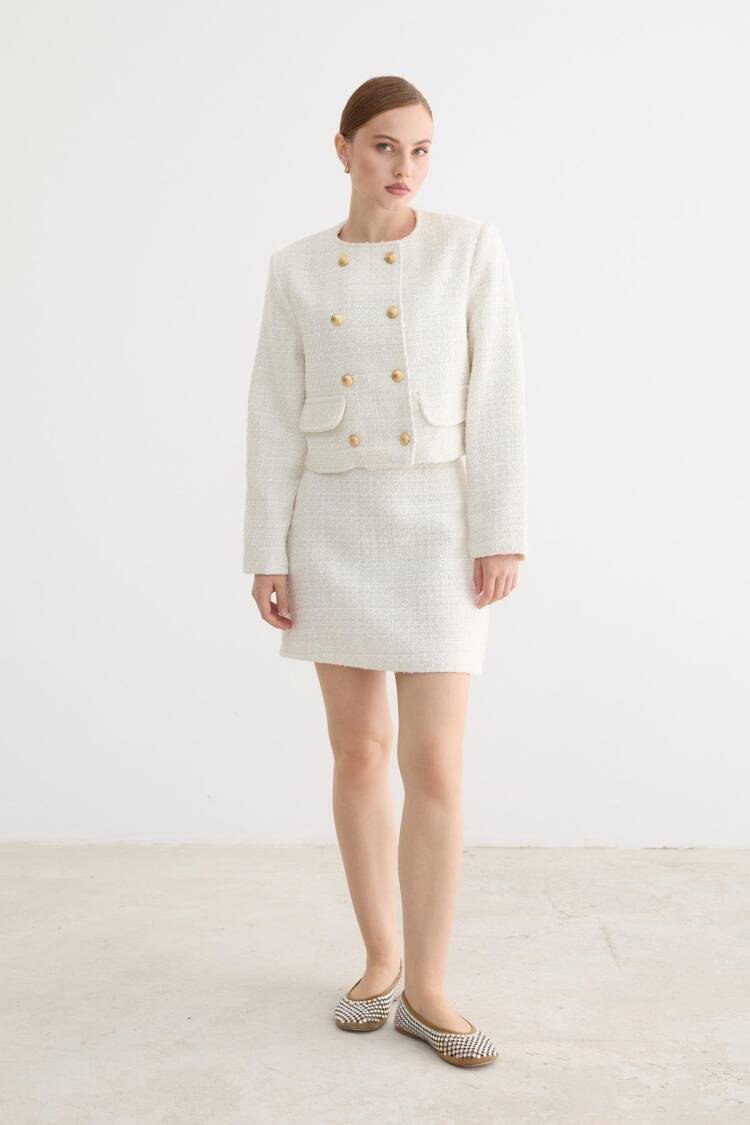White Elegant A-Line Mini Skirt With Flap Pockets - Brand: Levure - Women & Kids, Baby Clothes Wholesale - Globality Store