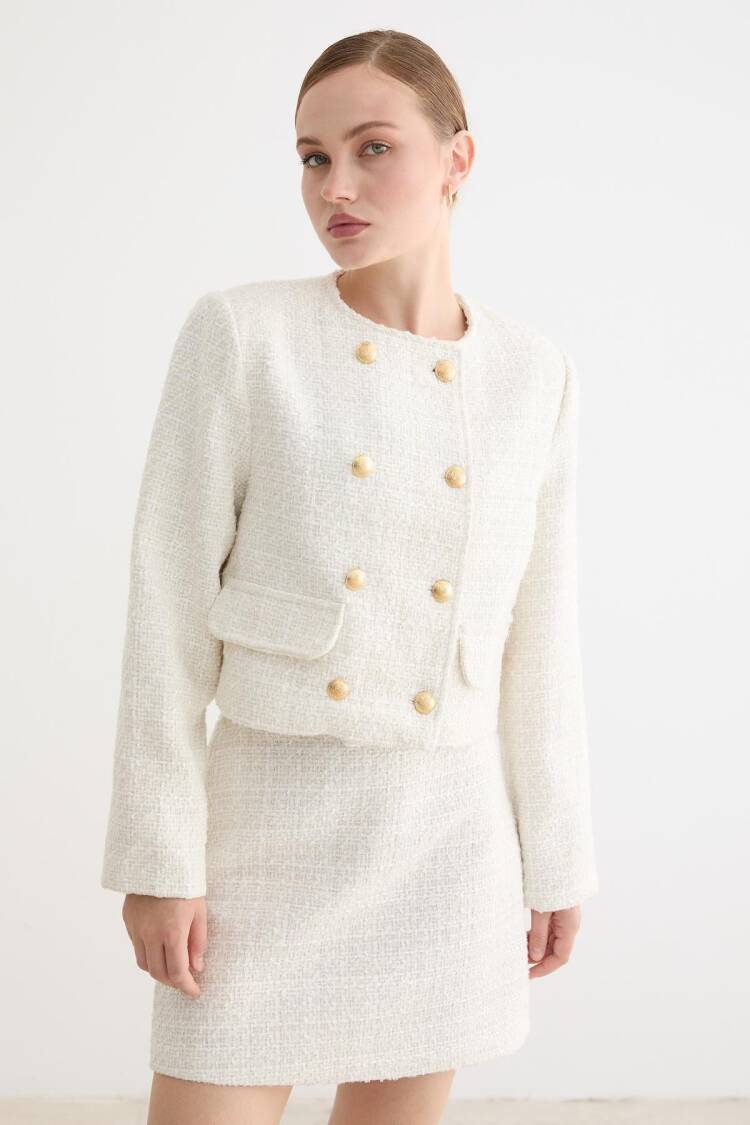 White Elegant A-Line Mini Skirt With Flap Pockets