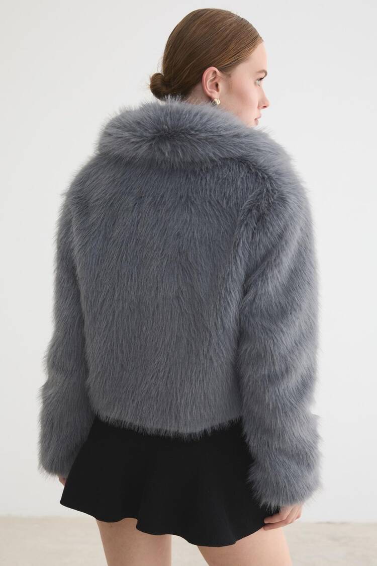 Fur Coat With Notched Collar And Tie Closure