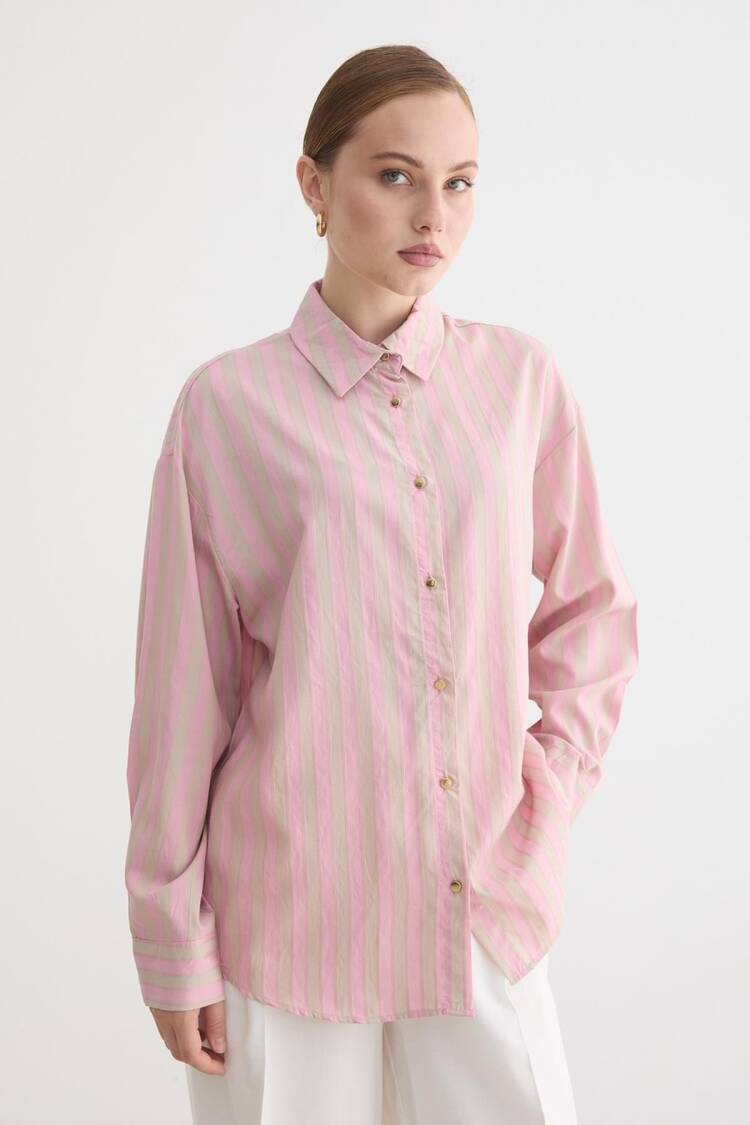 Striped Casual Shirt With Notched Neck - Brand: Levure - Women & Kids, Baby Clothes Wholesale - Globality Store