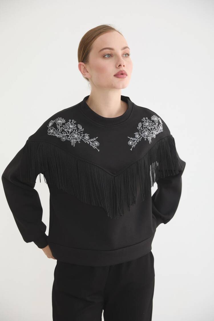 Sweatshirt With Floral Pattern And Round Neck - Brand: Levure - Women & Kids, Baby Clothes Wholesale - Globality Store