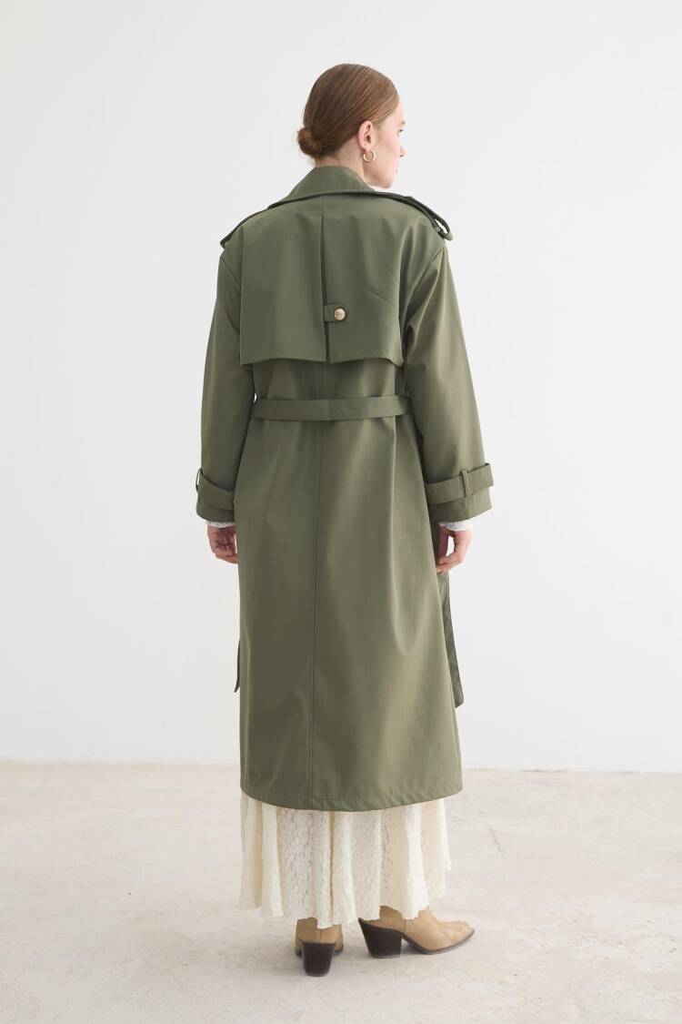 Green Elegant Single-Breasted Trenchcoat