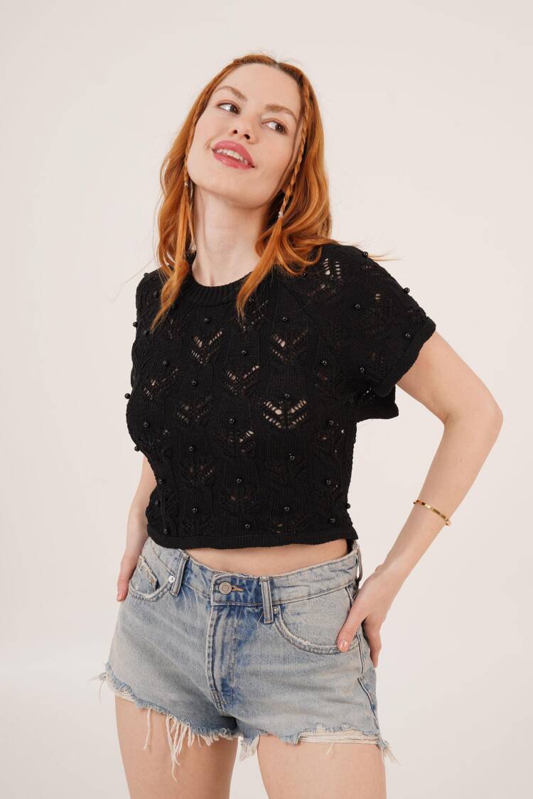 Black Casual Boho Crop Top - Brand: Lustrin - Women & Kids, Baby Clothes Wholesale - Globality Store