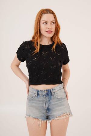 Black Casual Boho Crop Top - Brand: Lustrin - Women & Kids, Baby Clothes Wholesale - Globality Store