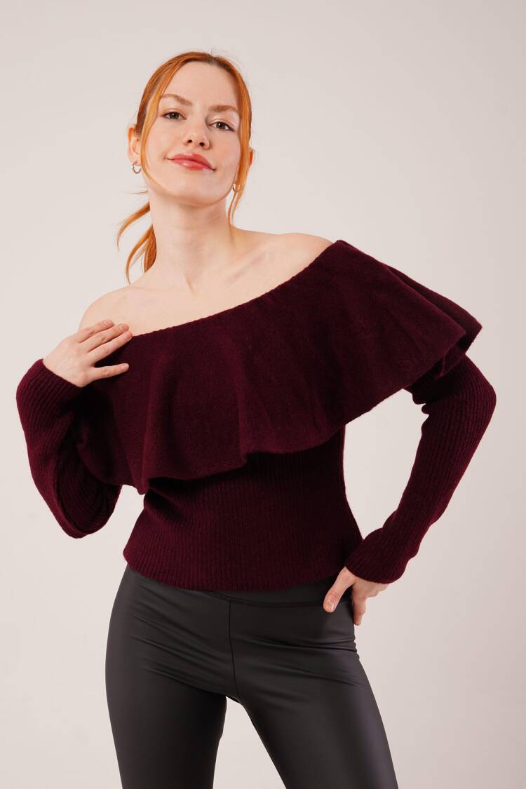 Sweater With Off Shoulder Neck