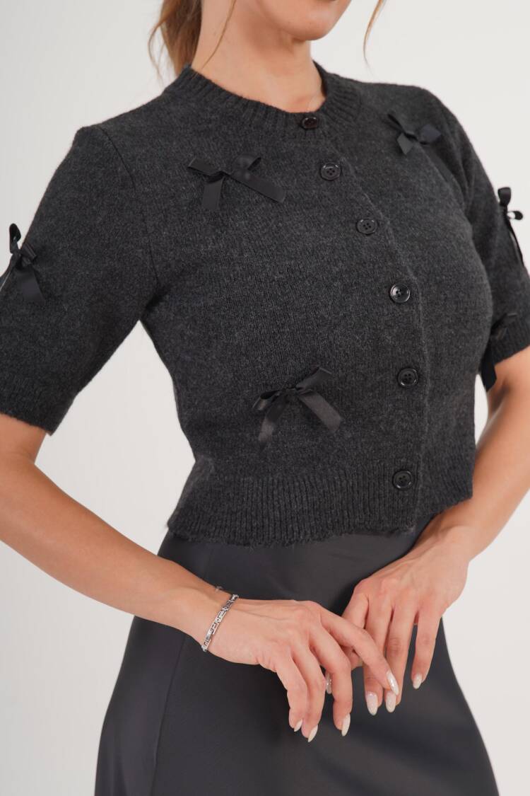 Black Cardigan Casual Elegant Cute Preppy Buttoned Crop