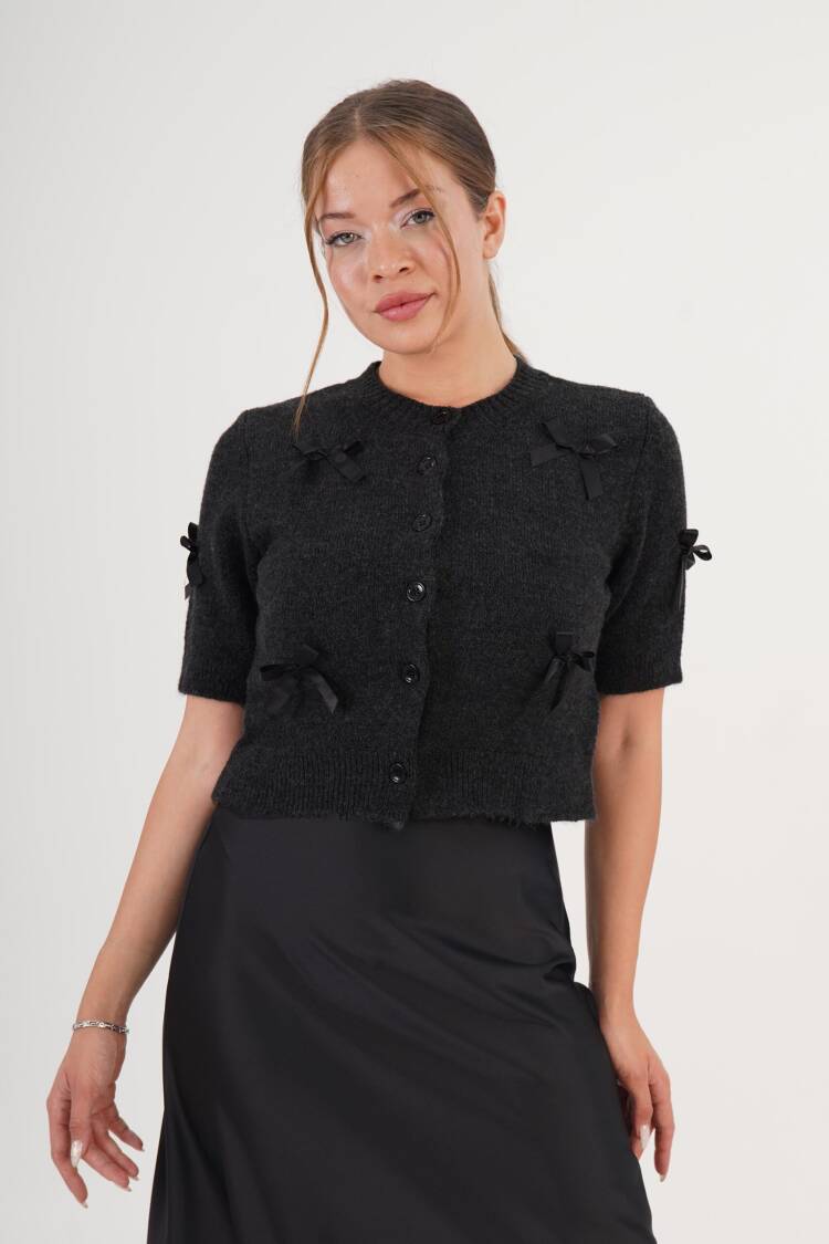 Black Cardigan Casual Elegant Cute Preppy Buttoned Crop - Brand: Lustrin - Women & Kids, Baby Clothes Wholesale - Globality Store