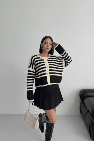 Black Oversized Fit Striped Cardigan - Brand: My Fashion - Women & Kids, Baby Clothes Wholesale - Globality Store