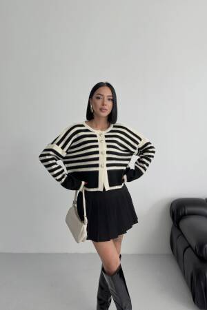 Black Oversized Fit Striped Cardigan - Brand: My Fashion - Women & Kids, Baby Clothes Wholesale - Globality Store