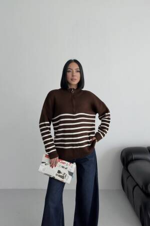 Oversized Fit Striped Sweater With High Neck - Brand: My Fashion - Women & Kids, Baby Clothes Wholesale - Globality Store