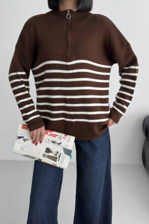 Oversized Fit Striped Sweater With High Neck - Brand: My Fashion - Women & Kids, Baby Clothes Wholesale - Globality Store