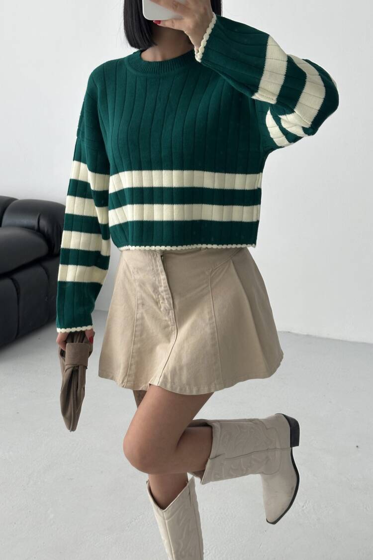 Green Casual Western Sweater
