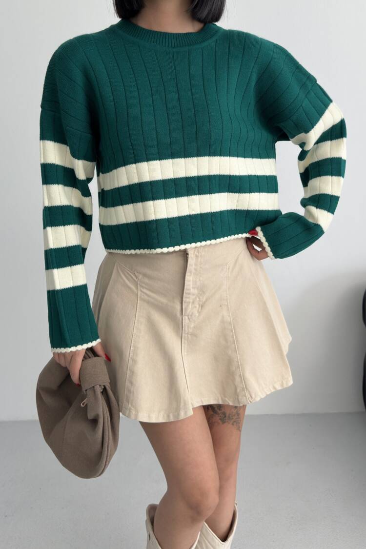 Green Casual Western Sweater