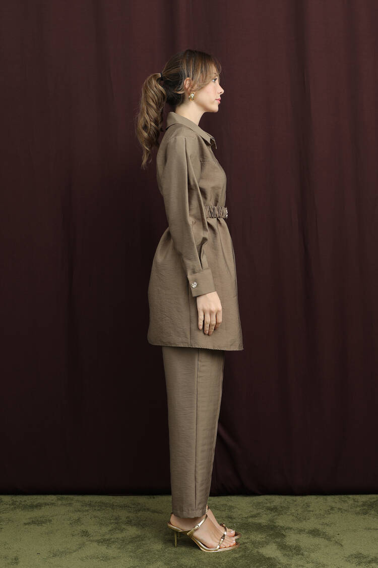 Khaki Modest Elegant Formal Casual Set
