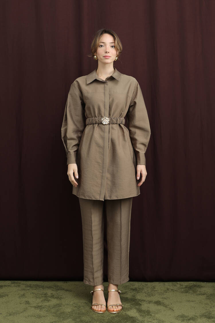 Khaki Modest Elegant Formal Casual Set