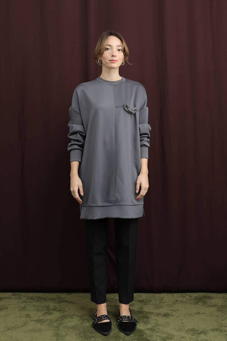 Grey Oversized Fit Casual Tunic