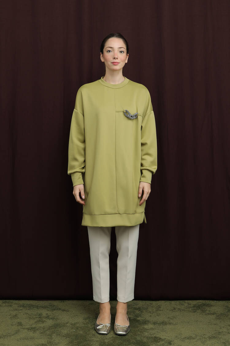 Khaki Casual Modest Elegant Oversized Fit Tunic