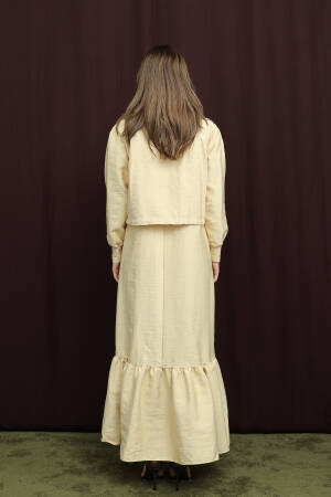 Beige A-Line Modest Dress With Long Sleeves - Brand: Puane - Women & Kids, Baby Clothes Wholesale - Globality Store