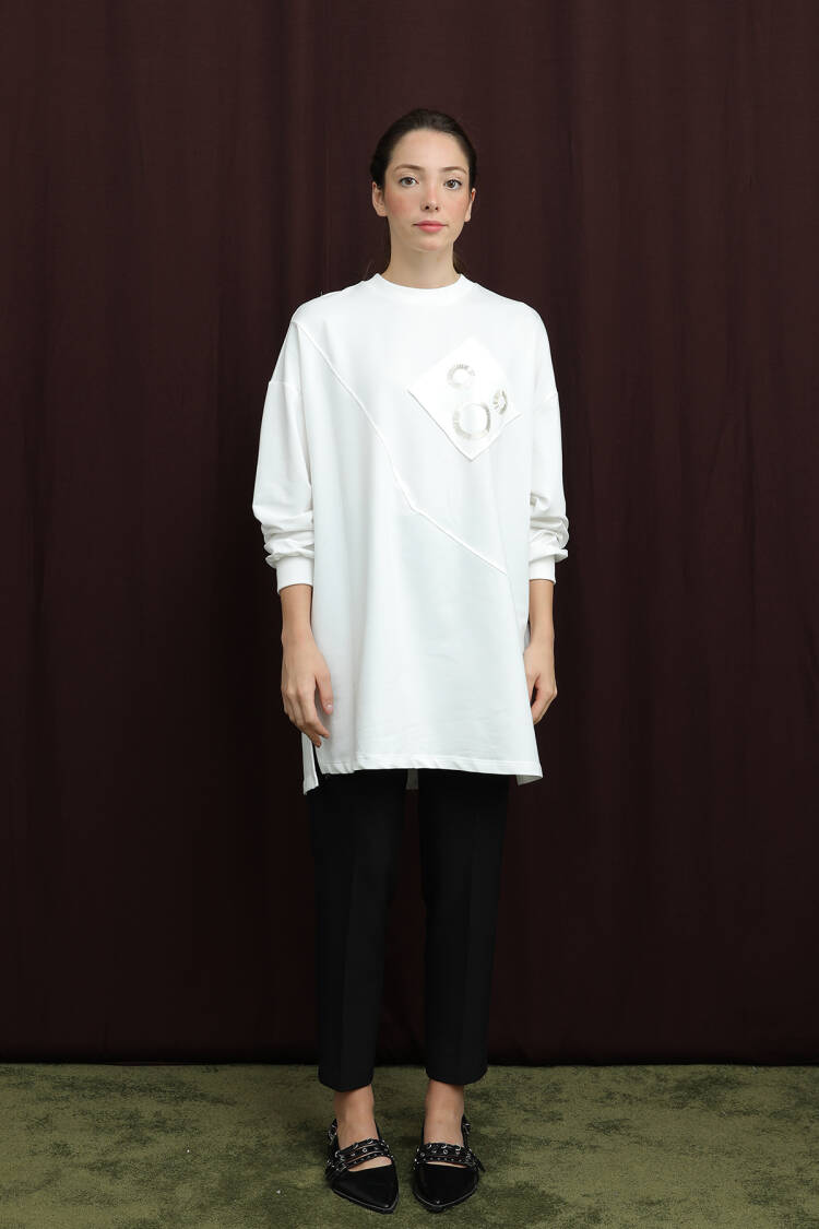 White Modest Casual Elegant Tunic