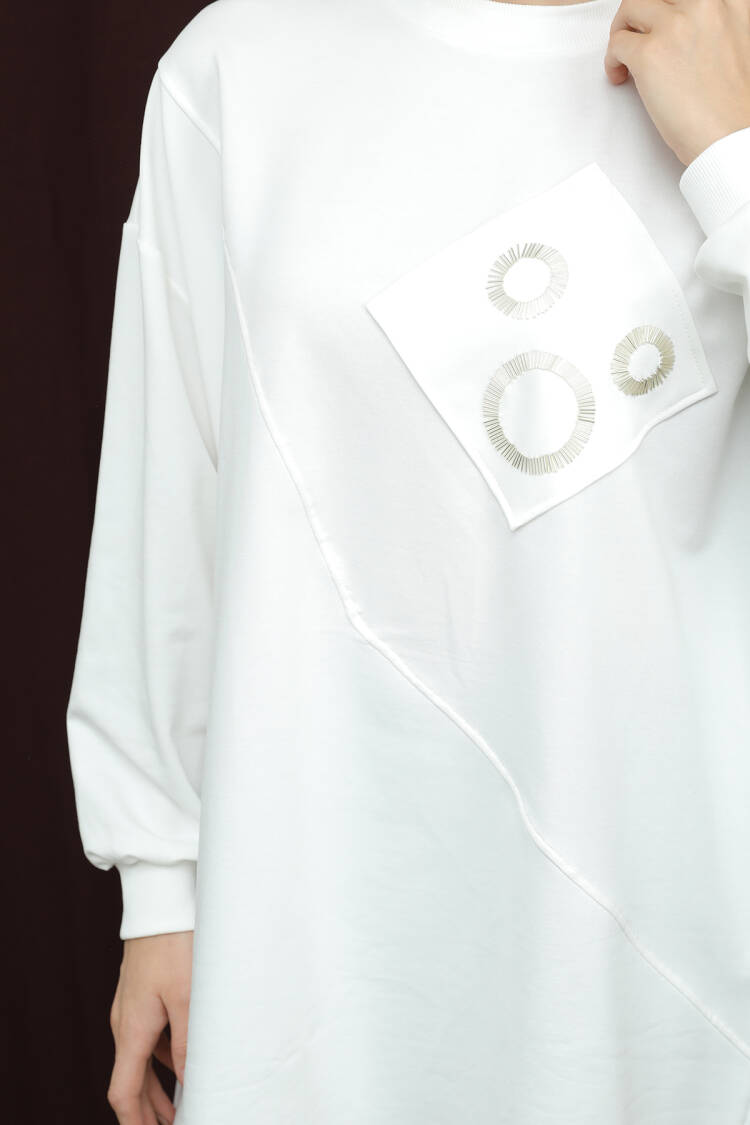 White Modest Casual Elegant Tunic