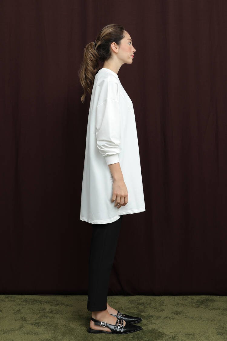 White Modest Casual Elegant Tunic
