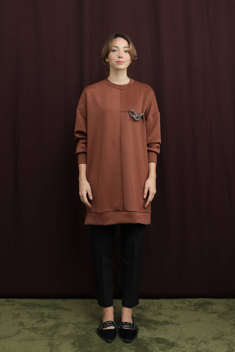 Casual Oversized Tunic With 3/4 Sleeves