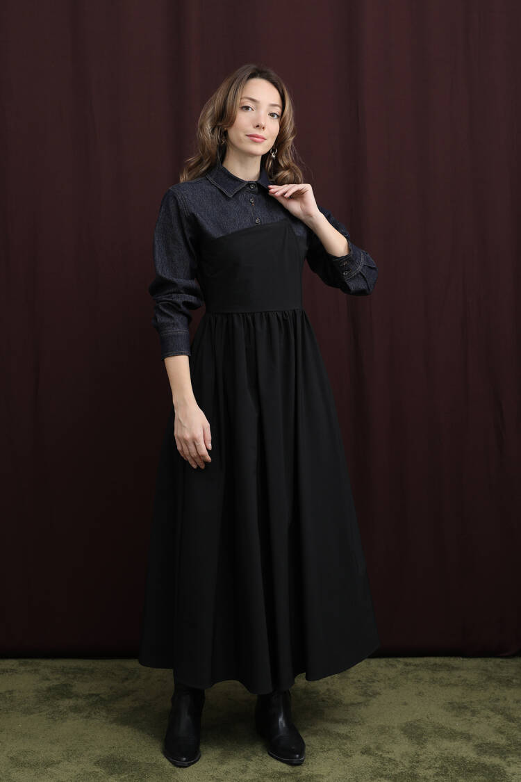 Black Modest Fit And Flare Dress - Brand: SOUL - Women & Kids, Baby Clothes Wholesale - Globality Store