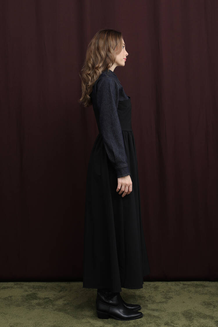 Black Modest Fit And Flare Dress