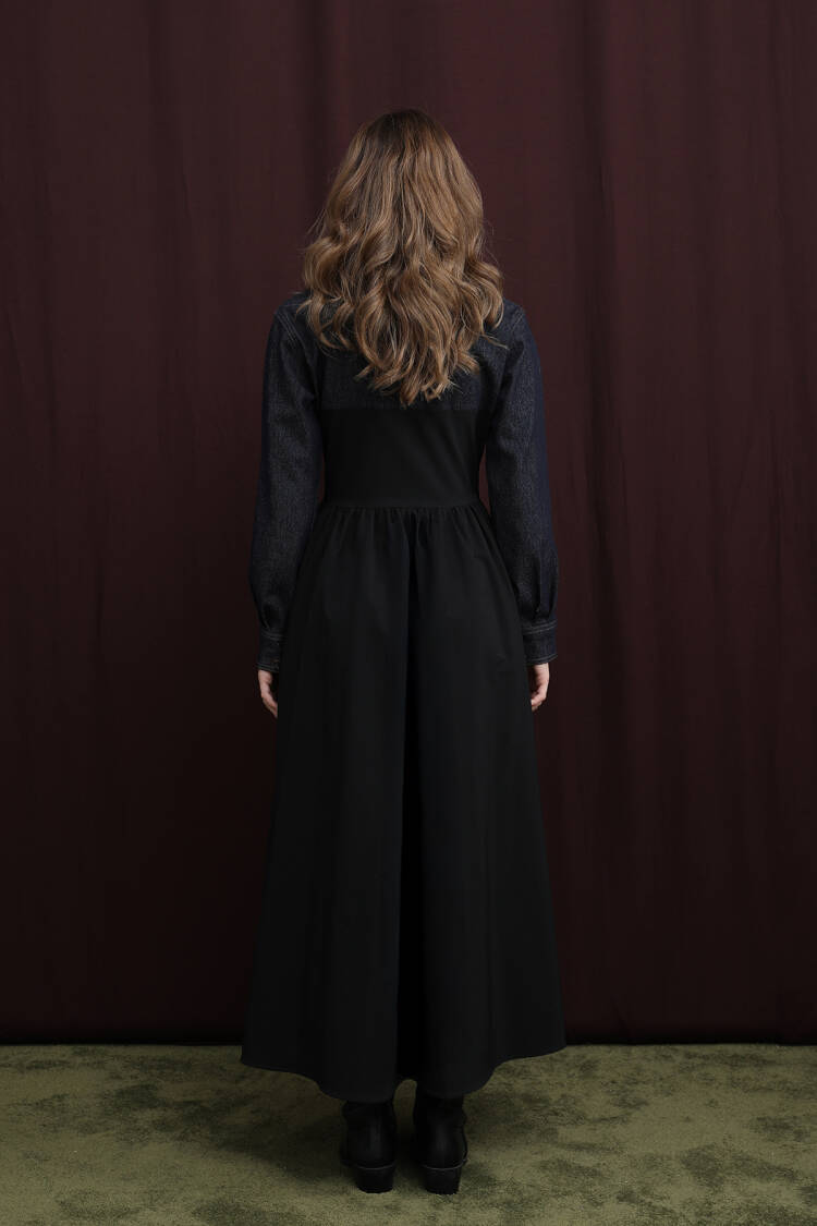Black Modest Fit And Flare Dress