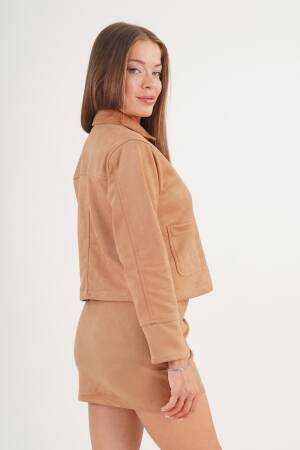Brown Mini Wrap Skirt With Buttoned Closure - Brand: Lustrin - Women & Kids, Baby Clothes Wholesale - Globality Store