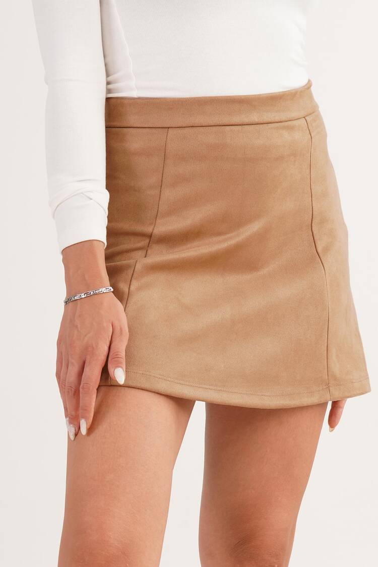 Beige Casual Preppy A-Line Mini Skirt - Brand: Lustrin - Women & Kids, Baby Clothes Wholesale - Globality Store