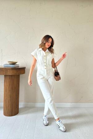 White Casual Streetwear Elegant Jumpsuit - Brand: Elisa - Women & Kids, Baby Clothes Wholesale - Globality Store