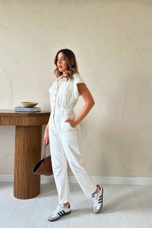 White Casual Streetwear Elegant Jumpsuit - Brand: Elisa - Women & Kids, Baby Clothes Wholesale - Globality Store